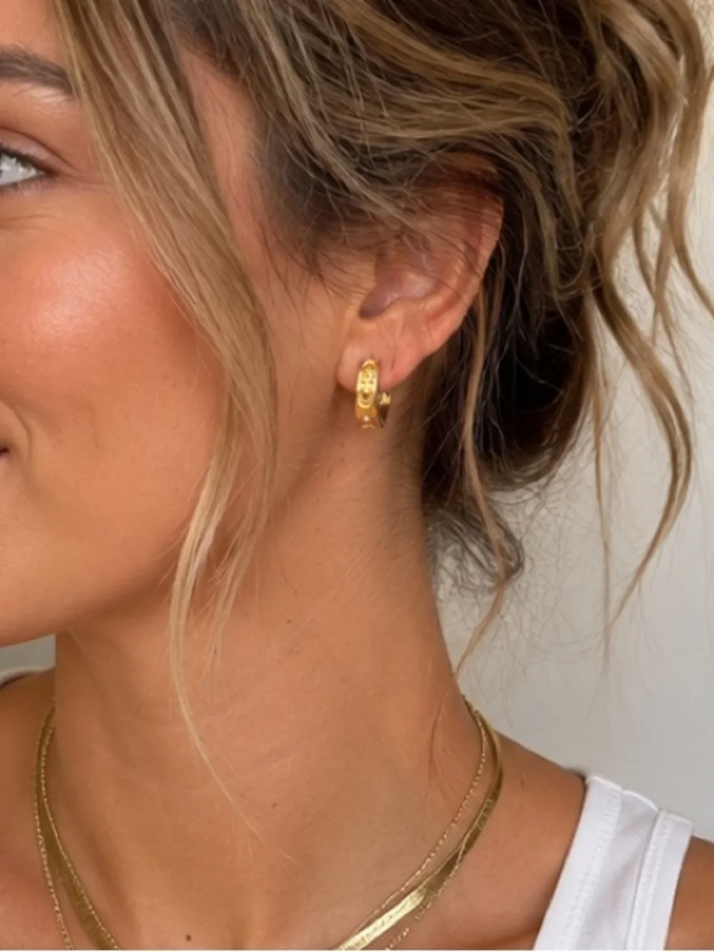 Gold Designer Inspired Mini Hoop Earrings